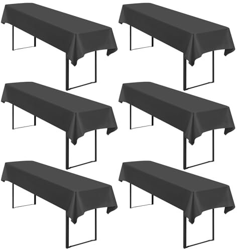 6 Stück Tischdecke Bierzeltgarnitur 100x250cm Biertisch Tischdecke wasserdichte Polyester Tischdecken Dunkelgrau Biertischdecke für 50 und 70cm Biertische, Rechteckige Tischdecken für Hochzeitsfeiern