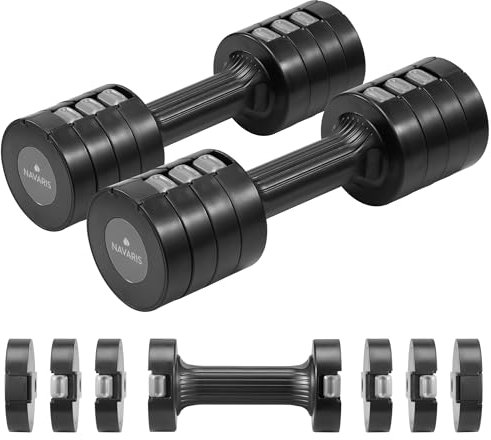 Navaris Kurzhanteln verstellbar Schwarz - Platzsparende und Einstellbare Gewichte - Vielfältige Trainingskombinationen - Hanteln Frauen Set - Hanteln Verstellbar - Kurzhantel Set