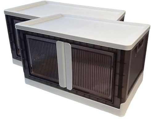 Sewing Online 44L Plastic Folding Storage Box on Wheels - 2 Pack