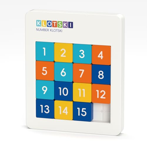 ROXENDA Number Sliding Puzzle – 4x4 Educational Slide Magnetic Klotski Puzzle with Vibrant Macaron ColorsToy for Kids | Learn Numbers 1-15, Boost Focus & Coordination for Kids