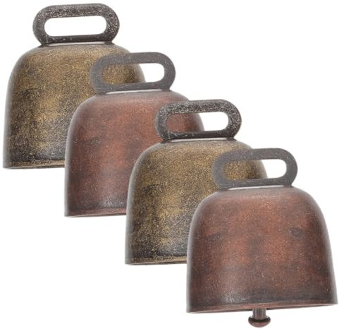Garneck 4stücke Teiliges Vintage Kuhglocken Aus Verschleißfest Mit Hellem Klang Leichte Metallrinder-glocken Für Tiertraining Bauernhof-deko Diy Haustier-glöckchen Zubehör