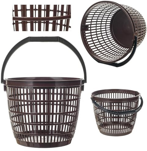 KADAX Erntekorb 12L, Gartenkorb zum Ernten von Obst, Gemüse und Kartoffeln, Garteneimer, Kartoffelkorb aus Kunststoff, Pilzkorb mit Tragegriff (Braun)