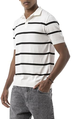 Redbridge by Tarz Cool Herren Poloshirt Kordelstrick Streifen Retro Look Kurzarm