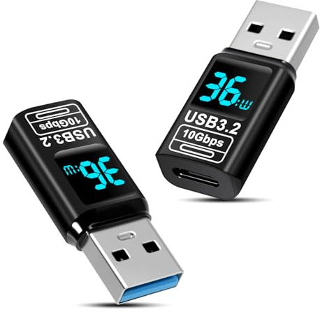 Quevati USB A auf USB C Adapter (2 Pack), 10Gbps USB3.2 Gen 2, Type A Male auf C 3.2 Female Adapter Kompatibel mit Phone 16 Pro Max/Pad und Thunderbolt 3/4, und Type C Geräte