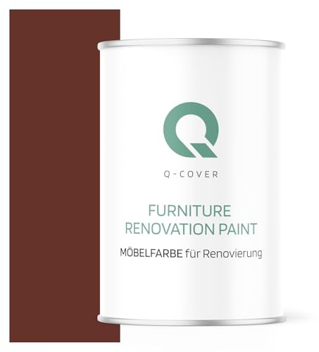 Q-COVER Möbelfarbe Halbmatt | Farbton: Rotbraun RAL 8012 1L | Holzfarbe für Möbel & Innenausbau | Deckend, wasserbasiert, kratzfest | Für Küchen, Schränke, Tische, Gartenmöbel