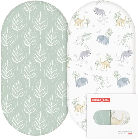 GLLQUEN 2er Pack Spannbettlaken Kinderwagen 81x41 Mikrofaser Öko-Tex Baby | Weicher Matratzenbezug für Beistellbett & Moseskorb, 360° Gummizug gegen Verrutschen(Dinosaurier-Forscher)