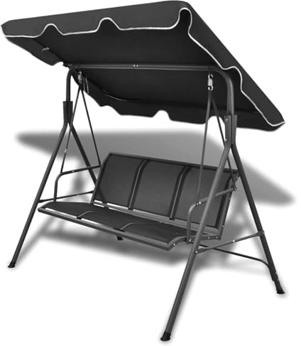 Gecheer Schwarz Hollywoodschaukel mit großem Sonnendach für entspanntes Beisammensein