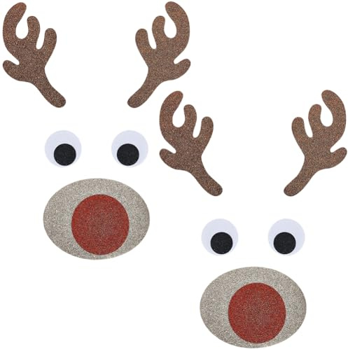 GORGECRAFT 2 Set di Natalizie in Feltro per Porte Renne dei Cartoni Animati Alci Feste di Natale Tessuti Non Tessuti Adesivi Murali per Finestre Coperture Porte Rimovibili Forniture Feste di Natale