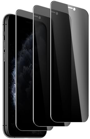 SUJASEN 3 Pièces Protection D'écran Anti-Espion pour iPhone 11 Pro/Xs/X Film Verre Trempé, Anti Rayures, Sans Bulles