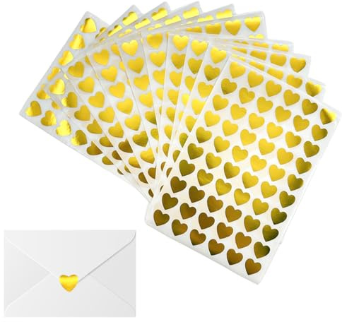 1200 StüCk Glitzer Herz Aufkleber Sticker Hochzeit GäStebuch Selbstklebend Herzform Sticker Etiketten FüR Valentinstag Ostern Hochzeit Geschenkbeutel Umschlagsiegel Dekoration (Gold)