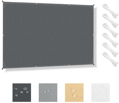 HENG FENG Voile d'ombrage Rectangulaire 3x4m, Anthracite | Toile d'ombrage imperméable avec oeillets et cordon, PES 160 g/m², 95% Protection UV, pour Extérieur Jardin/ Pergola/Terrasse