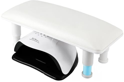 Manicure Nail Arm Rest for Hand Height-adjustable,Cushion with white Non-Slip Legs – Soft,Washable PU Leather Hand Support for Salon & Home Nail Art – Comfortable Nail Tech Holder (white)
