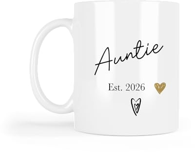 UNIQUEPGIFTS New Auntie 2026 Mug, Pregnancy Announcement, Birthday Gift