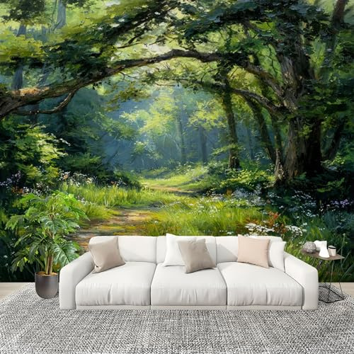 Wohnzimmer Aesthetic Room Decor Fototapete Frische Waldlandschaft Stereo Tapete Vertikal Wandbild Poster Mustertapete GrüN Atmungsaktiv Geruchlos Wandaufkleber350x256 cm