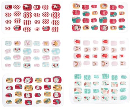 LALADEFIEE 144pièces Faux Ongles de Noël pour Garçon Fille Capsules et Patchs pour Ongles Facile à Appliquer et Retirer