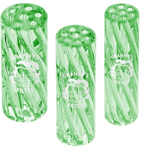 Granny's® Premium Glasfilter-Set Hellgrün | 8, 10 & 12 mm Ø | Wiederverwendbare Filtertips aus Glas | Für Selbstgedrehte | Sanfter Rauch & klarer Geschmack