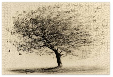 Vintage Simple Tree Jigsaw Puzzles for Adults 1000 Piece, Aesthetic Tree Wooden Puzzles, Nature Scenic Pattern Decorations for Home Entertainment