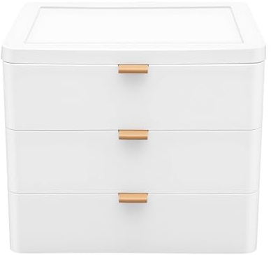 Caja de almacenamiento de escritorio con cajones, organizador de escritorio, organizador de almacenamiento con 3 cajones, organizador de cosméticos, caja de almacenamiento de escritorio para sala de