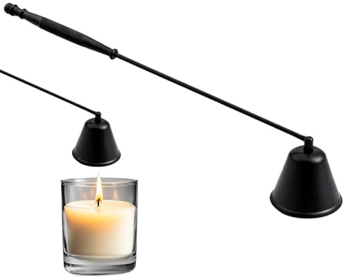 ikBrtaiay Kerzenlöscher aus Edelstahl, Kerzen Ausmachen Schwarz, Kerzen Dochtlöscher mit Griff, Kerzenauslöscher, Kerzenglocke Docht Löscher, Dochtlöscher aus Edelstahl Gefertigt Candle Extinguisher