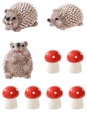 WUNZILO 9 Pièces Accessoires de Jardin Féérique, Décoration Miniature pour Plante en Pot, Figurines de Décoration de Jardin en Résine Animaux Miniatures pour Terrarium et Décoration d'Intérieur