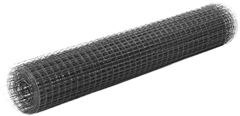 Ordellia Grillage acier galvanisé avec revêtement PVC gris 25 mètres x 1 mètre pour clôtures, protection de jardin, cages, poulaillers, brise-vue, clôture rigide en métal ou bois