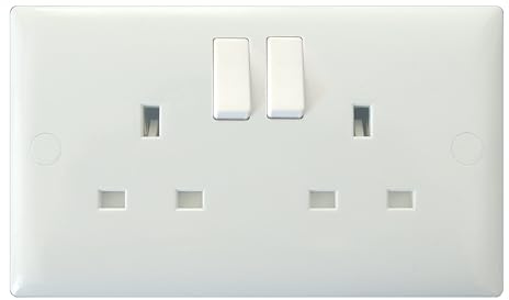 Varilight 2-Gang 13A Switched Socket (Single Pole) Polar White