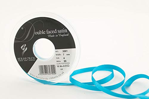 Berisfords 3501 20 m x 7 mm Double Faced Satin Ribbon, Peacock