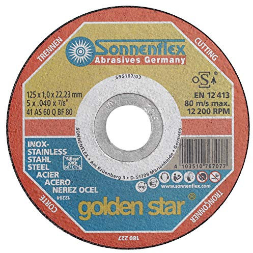 Sonnenflex Golden Star Trennschleifscheiben für Edelstahl, 100 x 1 x 10 mm, AS 60 Q BF-ROF