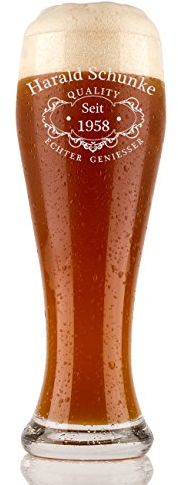 Weizenbierglas 0,5 L Bierglas mit Gravur personalisiert - Individuelles Weizenglas als Geburtstagsgeschenk für Männer - Geschenkideen Vatertag Motiv Quality Geschenke für Papa Männer Geschenke