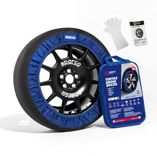 Sparco SnowShield | Juego de 2 cadenas de nieve para coche | Cadenas para nieve fáciles de montar | Silenciosas, duraderas, homologadas y reutilizables (Talla XL)