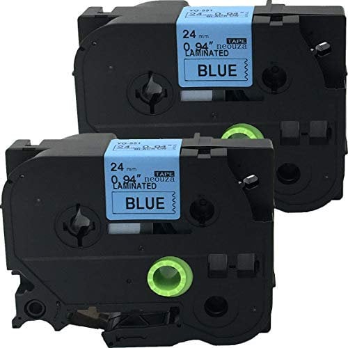 NEOUZA 2PK Compatible for Brother P-Touch Laminated TZe TZ 551 Label Tape 24mm x 8m (Black on Blue)