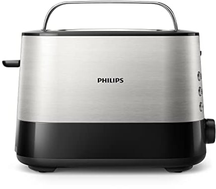 Philips Toaster – 2 Toastschlitze, 7 Stufen, Brötchenaufsatz, Auftaufunktion, Abschaltautomatik, Liftfunktion, schwarz (HD2637/90)