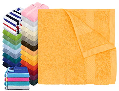 Dyckhoff Traumhaft weiche Bio-Handtuchserie - erhältlich in 22 modischen Unifarben in 7 verschiedenen Größen, sowie 7 Streifen-Variationen, 1 Handtuch 50 x 100 cm, mangogelb