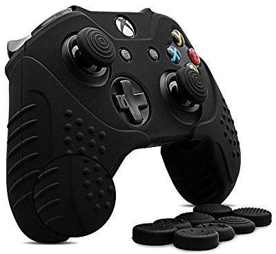 CHIN FAI per Xbox One/Xbox One s/Xbox One X Controller Skin, Custodia Antiscivolo in Silicone Custodia Microsoft Controller con 8 x Thumb Stick Grip Caps (Nero)