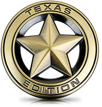 DSYCAR Durchmesser 3 3D Metall TEXAS EDITION Stern Auto Emblem Bagde Aufkleber Decals für Universal Autos Motorrad Auto Styling Dekorative Zubehör (Gold)