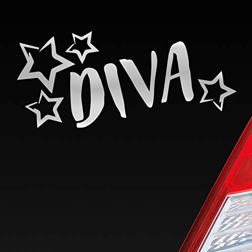 Hellweg Druckerei Diva Sterne Stars Schriftzug Auto Aufkleber Sticker Heckscheibenaufkleber