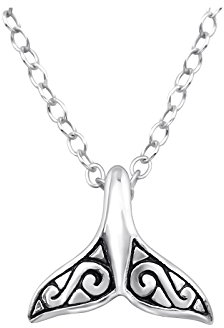 Laimons Damen-Halskette Wal-Flosse oxidiert Sterling Silber 925