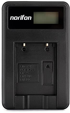 Norifon Chargeur USB LCD EN-EL10 pour Nikon Coolpix S200, S203, S210, S220, S230, S3000, S4000, S500, S510, S5100, S520, S570, S60, S600, S700, S80 et plus - 4.2V DC/600mA