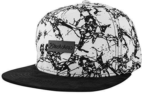 Blackskies® Fenrir Snapback Cap Damen Herren Baseball Mütze Kappe Weiß Suede Marmor Wildleder-Imitat