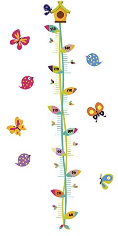 Kids Sticker Nursery Bedroom Wall Decor Characters Colorful Creatures Joyful Adventures Fun-Filled Butterflies Height Measure, Birds Height Chart, Children Wall Stickers, DIY Art