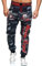 L.gonline Jogginghose Herren lang | Trainingshose Baumwolle | Sporthose mit Bündchen | Enger Beinabschluss | Marine 5258 (s, Antra/Rot Camo)