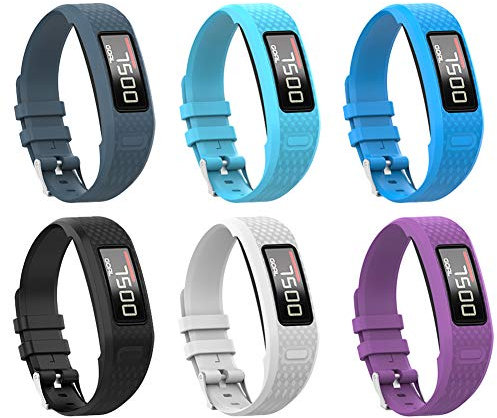 Watbro Kompatibel mit Garmin Vivofit 1 / Vivofit2 Bändern, Black+White+Slate+Navy+Sky Blue+Purple, Large