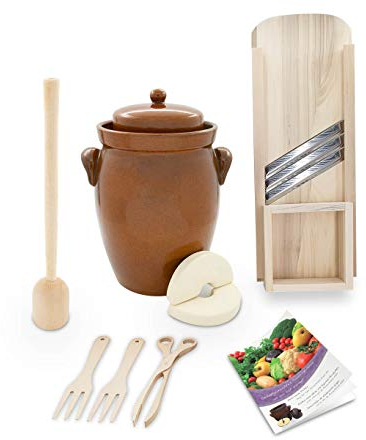 K&K Keramik Gärtopf-Set 7,0 Liter [Form 2] mit umfangreichem Zubehör