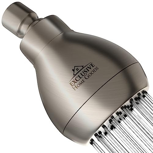 Alcachofa de ducha de alta presión, níquel cepillado, potente alcachofa de ducha de lujo con fuerte chorro de pulverización y pequeñas boquillas de silicona, ajuste universal, funciona con duchas de