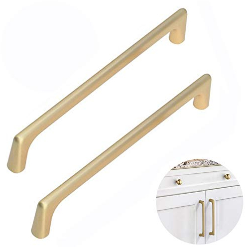 Dulau 2 Piezas Tiradores para Puertas de Armarios de Cocina, Tiradores de Puerta Rústico, Cepillado latón Armario Cajón Pomos para Muebles Armario de Cocina Tirador de Puerta de Oro de Hardware