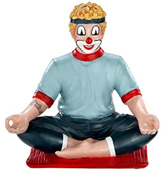 GILDE Clown Yoga-Frau Figur aus Kunstharz - Geschenk Dekofigur Sammlerstück - Mehrfarbig, 10 cm hoch, 10 cm breit, 7 cm tief