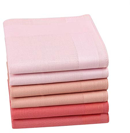 HOULIFE Herren Taschentücher aus Reiner 60S Gekämmte Baumwolle 40x40cm 9/12 Farben für Alltagsgebrauch Hochzeit 12 Stücke (Rosa Serie, 6)