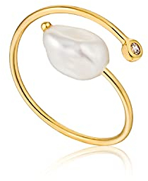 ANIA HAIE Damen-Damenring 925er Silber Süßwasserperle One Size, Gold 32014657