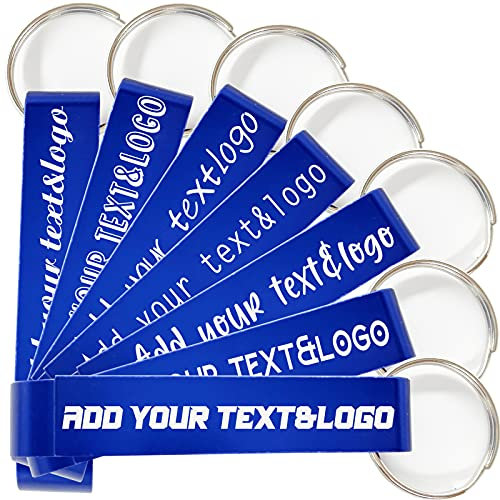100 Pcs Personalised Bottle Opener Keyring,Engraved Name,Text,Logo,Novelty Metal Custom Bottle Opener Keychain Customised Gift for Wedding Favour Party Favour Birthday Anniversary,Blue
