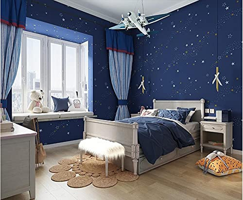 ZZDXL Papier Peint Bleu Marin Papier Peint Intissé 3D Papier Peint Chambre Enfant Moderne,Classique,Opulent Décoration Murale Pour Chambre À Coucher, Salon Ou Cuisine 10, X 0,53M